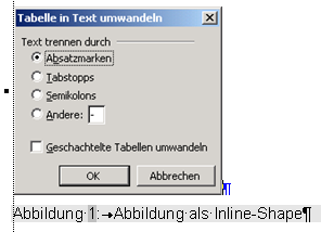 Inlineshape mit Beschriftung