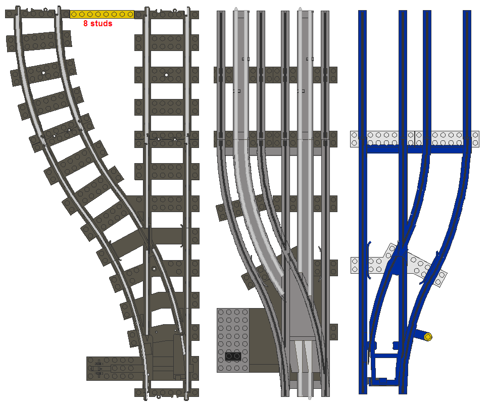 hellgrau Metall gebogen Kurve Zug Schienen 3241 5 x Lego System Schiene alt 