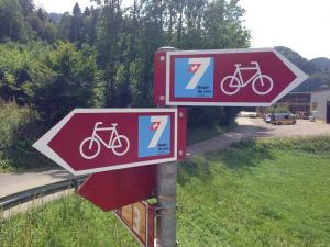 Vorbildliche Beschilderung der Radfernwege in der Schweiz
